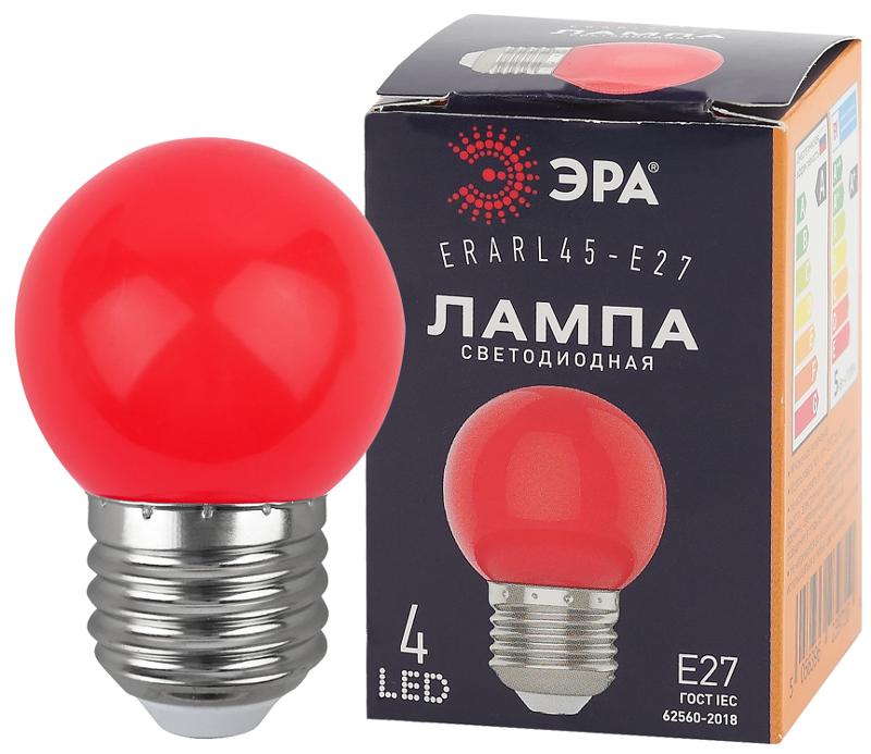 Лампы cветодиодные ERARL45-E27 LED Р45-1W-E27 (диод. шар, красн., 4SMD, 1W, E27, для белт-лайт) (10/100/6000) | Б0049575 | ЭРА — ЭРА (Энергия света)