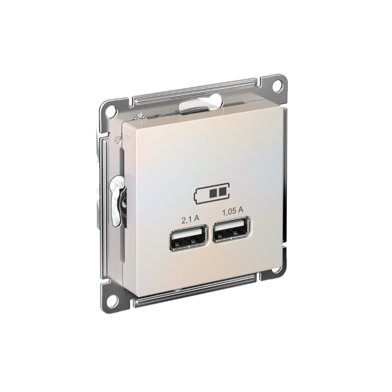 AtlasDesign Жемчуг Розетка USB, 5В, 1 порт x 2,1 А, 2 порта х 1,05 А, механизм | ATN000433 | SE — миниатюра 1