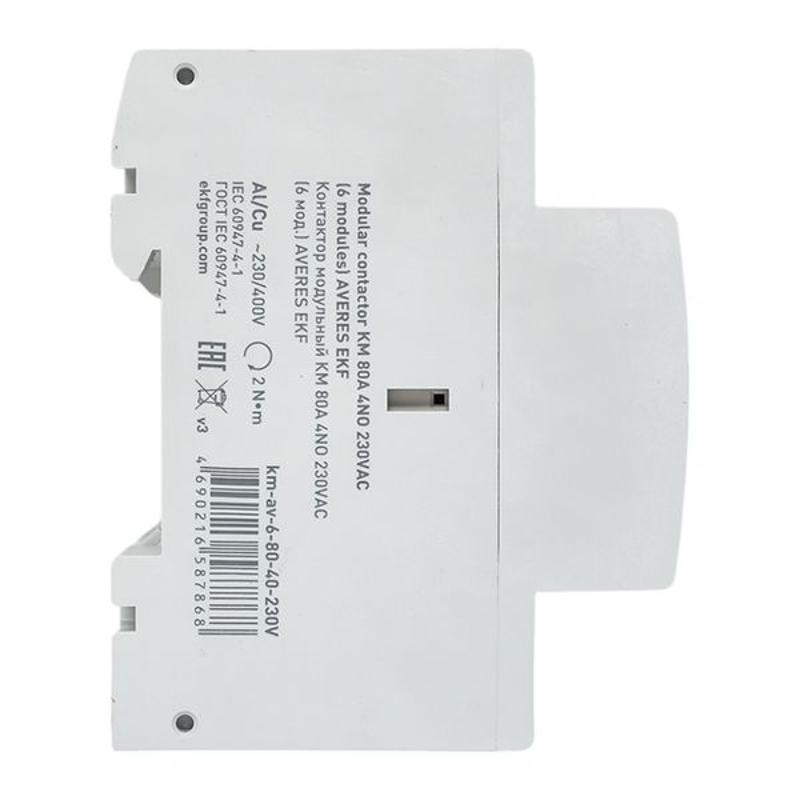 Контактор модульный КМ 80А 4NO 230VAC (6 мод.) AVERES | km-av-6-80-40-230V | EKF — миниатюра 4