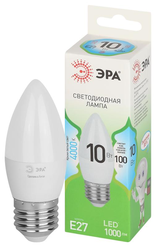 Лампа светодиодная  GREEN LINE LED B35-10W-840-E27 GL E27 10 Вт свеча яркий белый свет | Б0067096 | ЭРА — миниатюра 1
