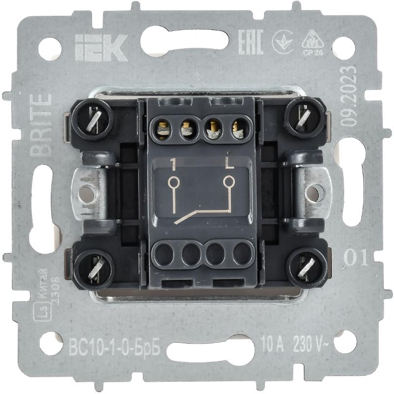 BRITE Выключатель 1-клавишный 10А ВС10-1-0-БрБ белый | BR-V10-0-10-K01-PRO | IEK — миниатюра 3