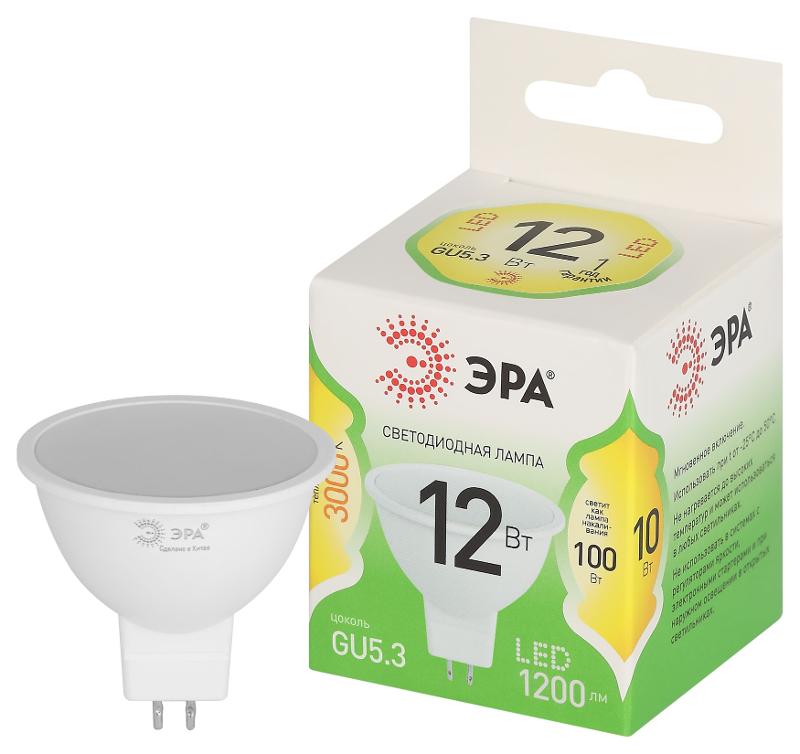 Лампа светодиодная  GREEN LINE LED MR16-12W-830-GU5.3 GL GU5.3 12 Вт софит теплый свет | Б0066978 | ЭРА — миниатюра 1