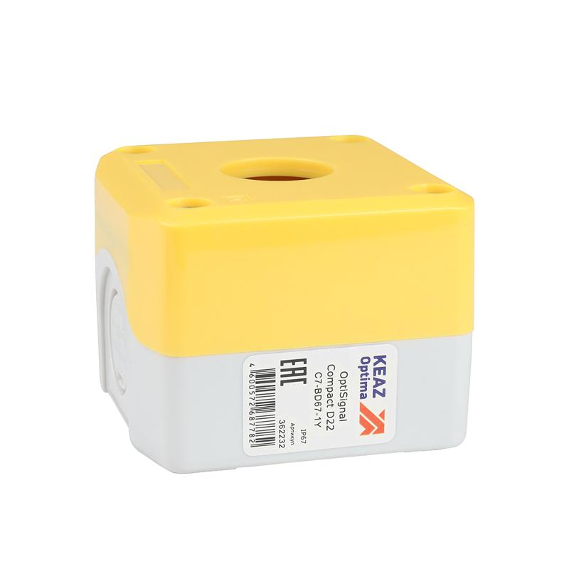 Корпус кнопочного поста OptiSignal Compact D22 C7-BD67-1Y желтый 1 отв. IP67 XALK01 | 362232 | КЭАЗ — фото 1 | Sento