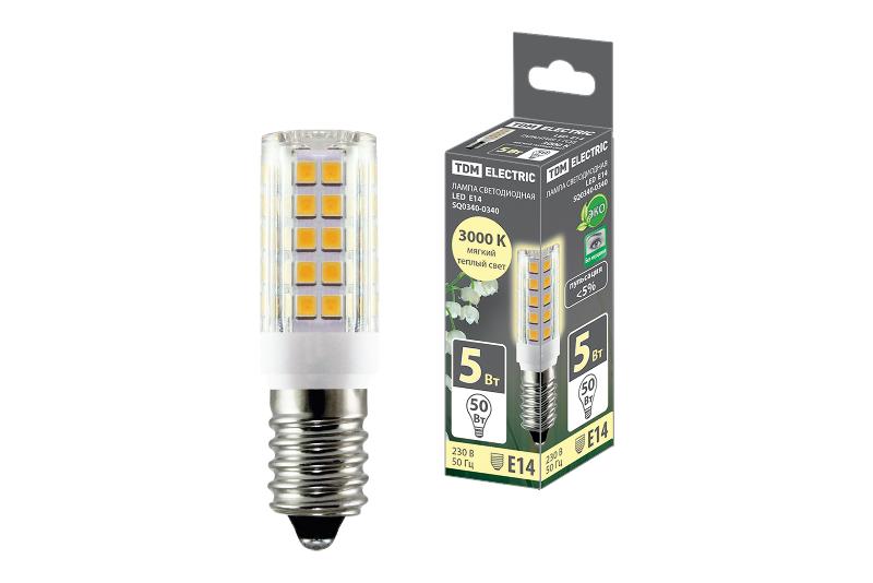 Лампа светодиодная Е14-5 Вт-230 В-3000 К, SMD, 16x54 мм | SQ0340-0340 | TDM — фото 1 | Sento