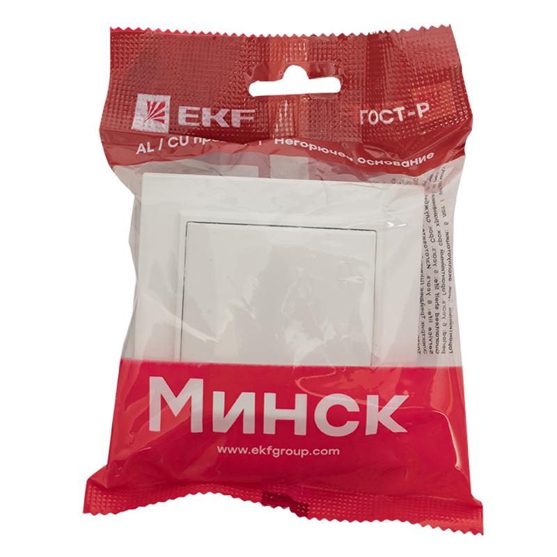 Минск Розетка 1-местная СП с заземлением и крышкой 16А белая с защ. штор. EKF Basic | ERR16-029-100 | EKF — миниатюра 9