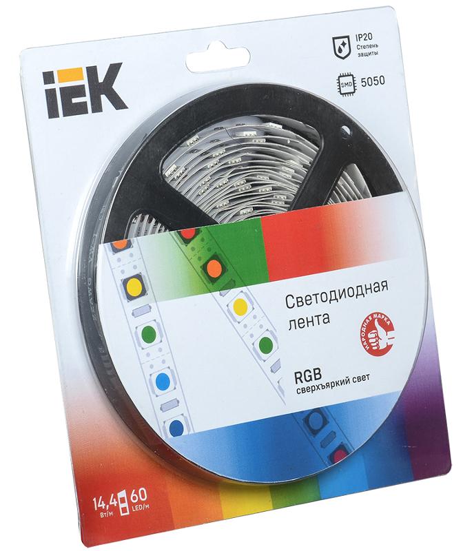 Лента светодиодная LSR-5050RGB60 14,4Вт 12В RGB IP20 5м | LSR2-3-060-20-1-05 | IEK — IEK (ИЭК)