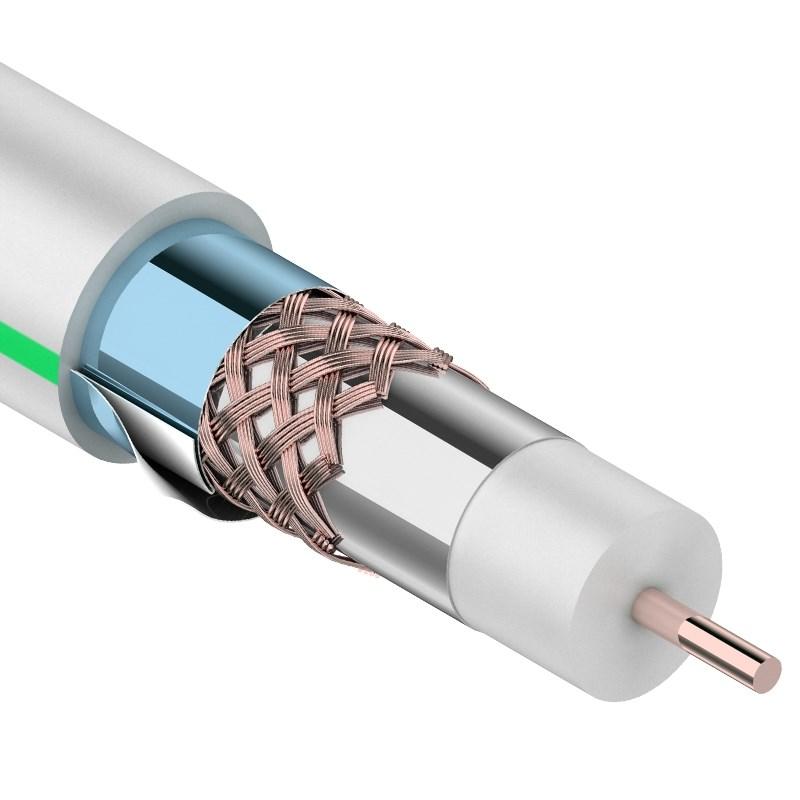 Кабель RG-6U+CU, (75%), 75 Ом, 100м., белый, (тройной экран), "MASTER" | 01-2241 | REXANT — миниатюра 1