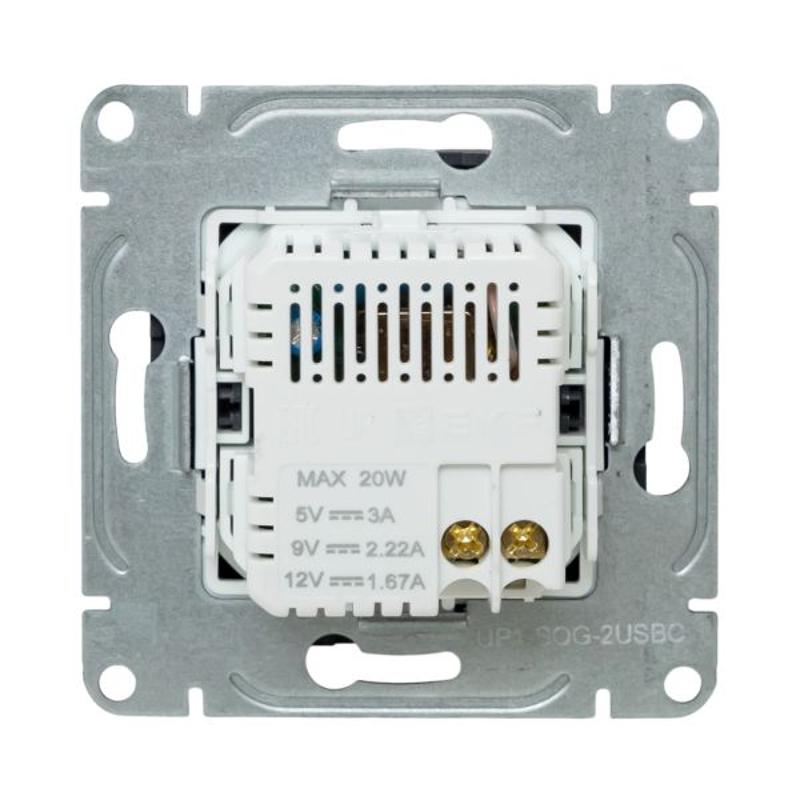 Механизм розетки USB-C - 2шт, графит Эпика  |UP1-SOG-2USBC| EKF — миниатюра 6