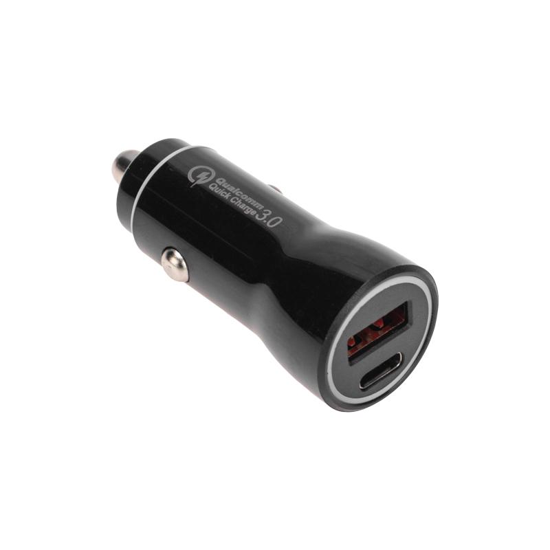 Автозарядка в прикуриватель АЗУ USB-A (QC 3.0)+USB-C (PD), 38Вт черная | 18-1200 | REXANT — REXANT
