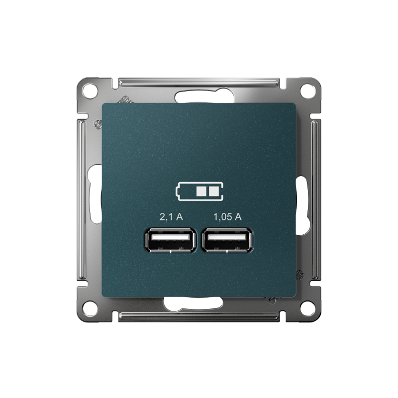 AtlasDesign Изумруд Розетка USB, 5В, 1 порт x 2,1 А, 2 порта х 1,05 А, механизм | ATN000833 | SE — миниатюра 2