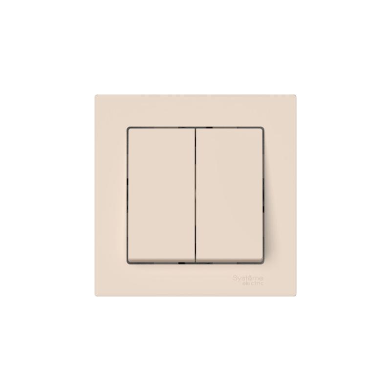 AtlasDesign Бежевый Выключатель 2-клавишный, сх.5, 10АХ, (в сборе с рамкой), быстрозажимные клеммы | ATN000252S | SE — миниатюра 3