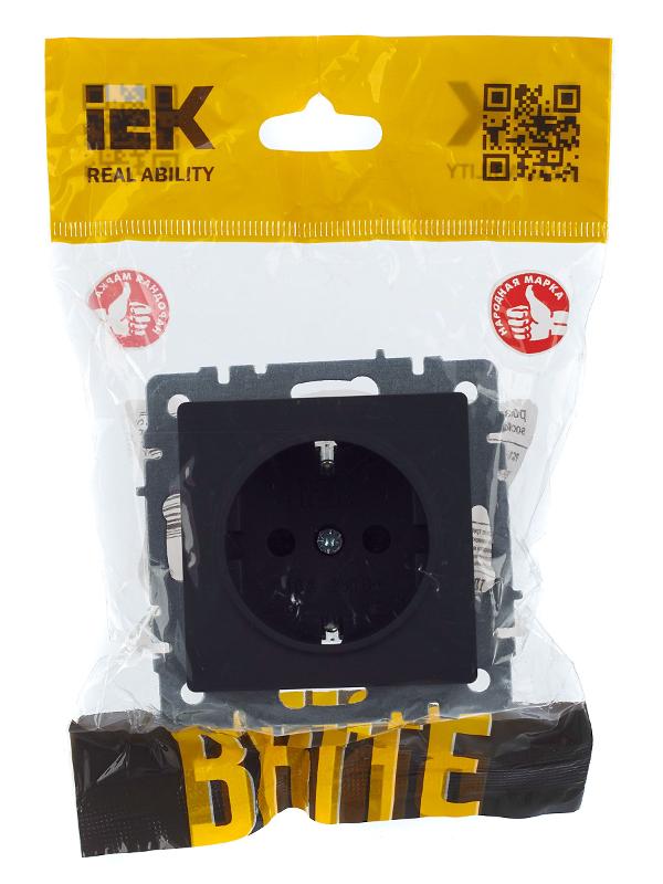 BRITE Розетка с заземлением со шторками 16А РС14-1-0-БрГ графит | BR-R14-16-K53 | IEK — миниатюра 7