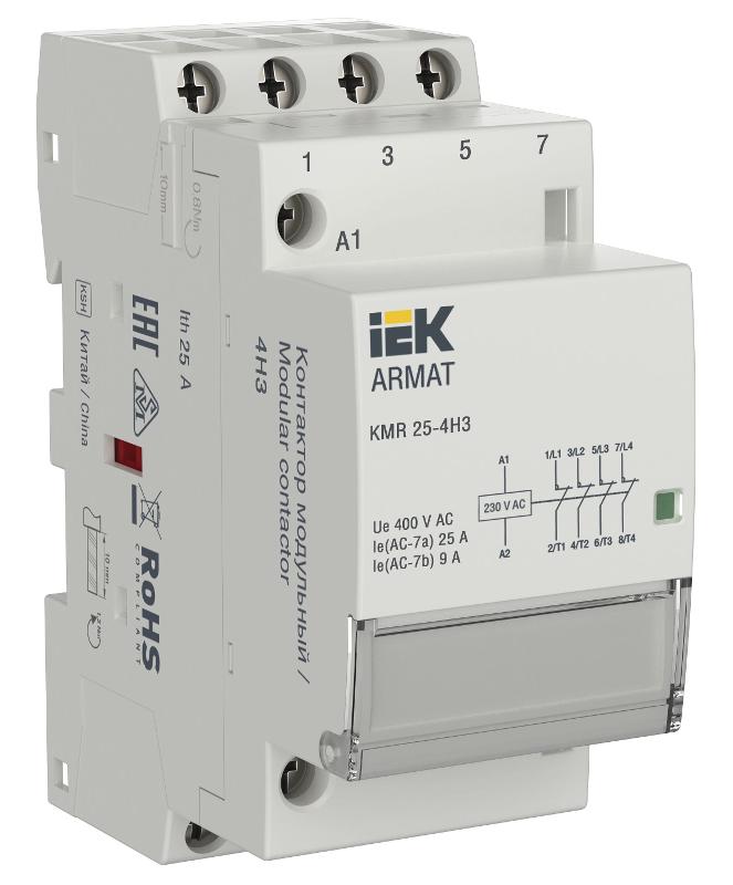 ARMAT Контактор модульный KMR 25А 230В AC 4НЗ | AR-KMR10-025-04-230 | IEK — IEK (ИЭК)