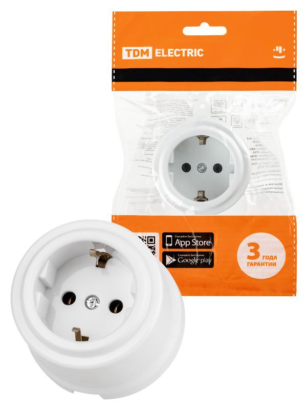 Розетка 2П+З 16А 250В белая «Виви» | SQ1820-1012 | TDM — TDM ELECTRIC