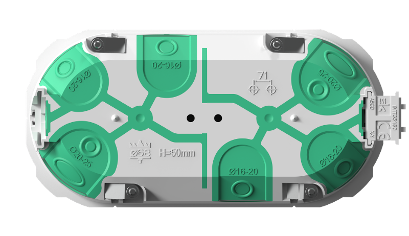 MultiBox Коробка установочная D68мм, глубина 50мм двухкомпонентная 2 поста д/полых стен, под коронку БЕЛАЯ — миниатюра 4
