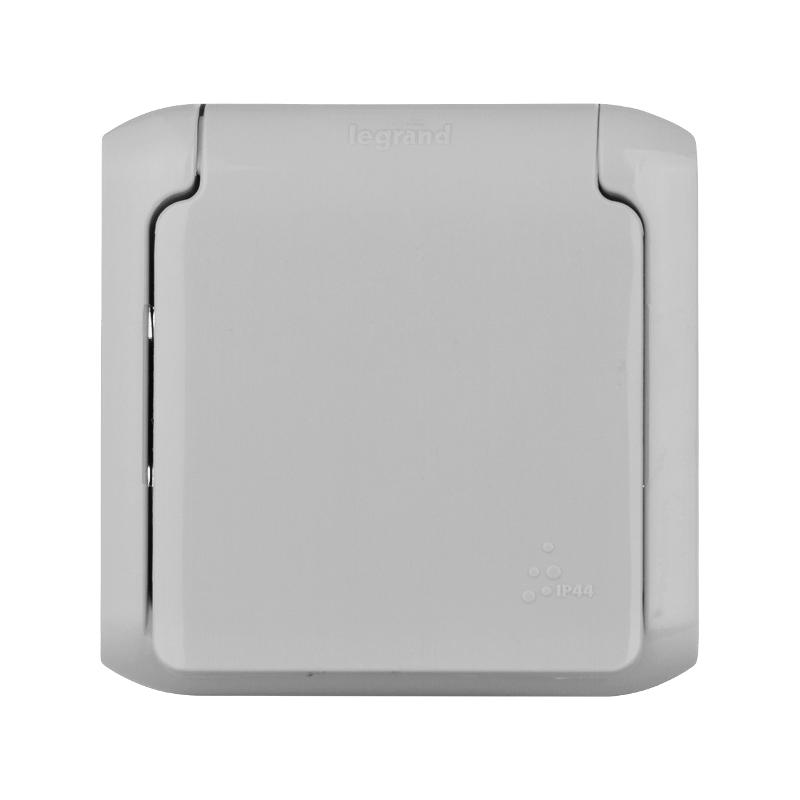 Quteo Серый Розетка с заземлением со шторками IP44 — миниатюра 4