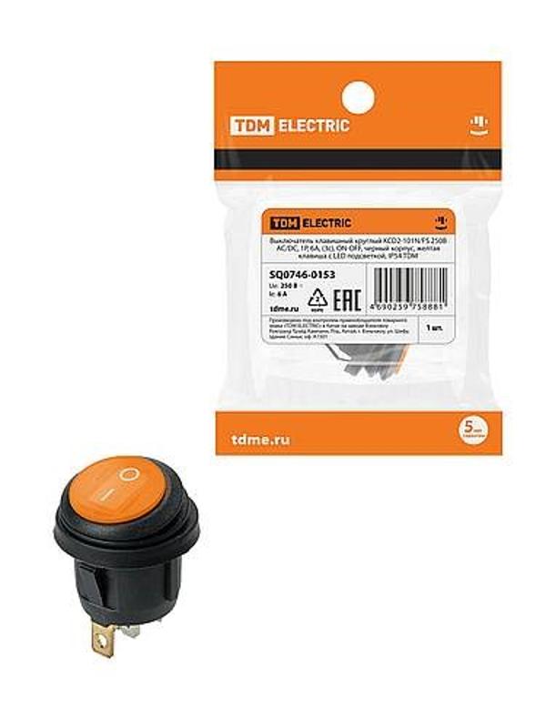 KCD2-101N/FS 250В AC/DC, 1P, 6А, (3с), ON-OFF, черный корпус, красная клавиша, LED, IP54 | SQ0746-0150 | TDM — TDM ELECTRIC