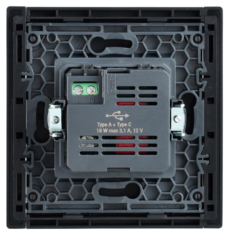FORTE&PIANO Розетка USB A+C 18Вт FP151 черный | FP-U22-018-K02 | IEK — миниатюра 3