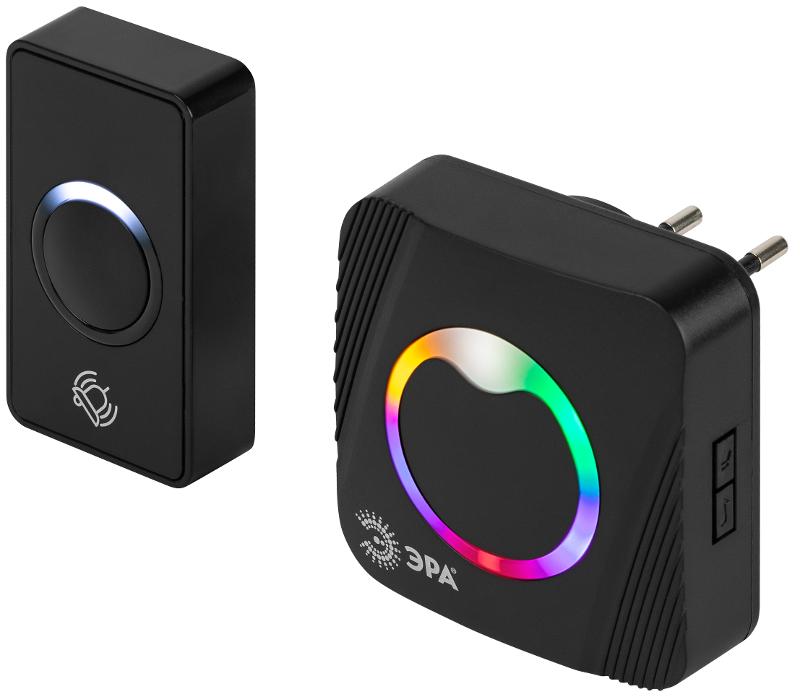 Звонок дверной ЭРА POLYCOLOR C101 беспроводной RGB подсветка от сети чёрный 36 мелодий | Б0069998 | ЭРА — ЭРА (Энергия света)