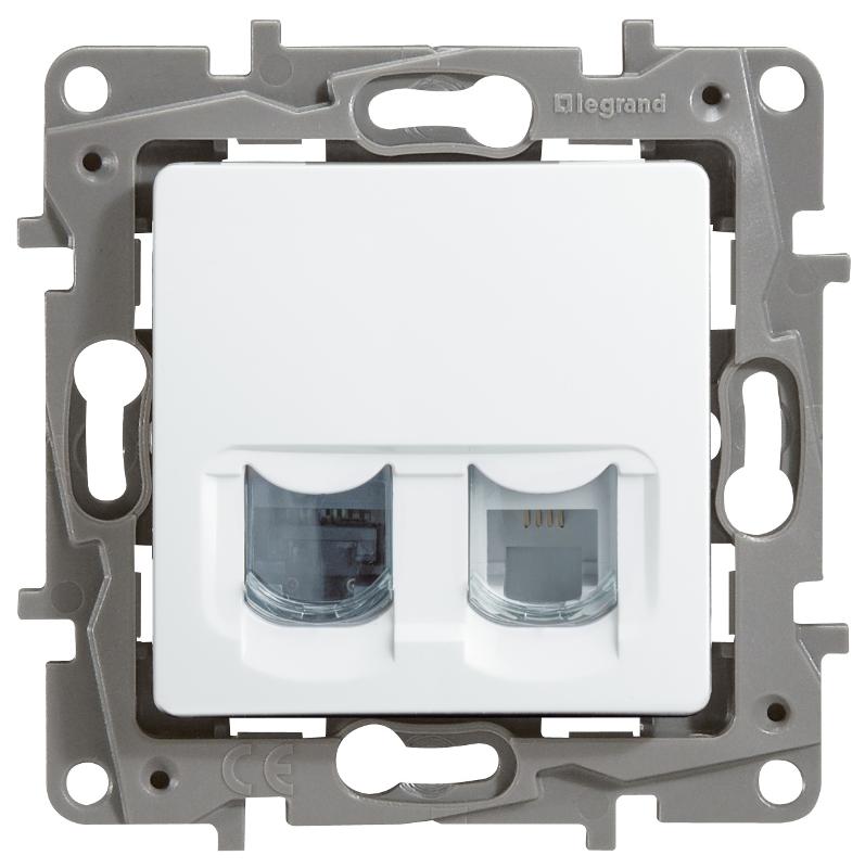 Etika Белый Розетка телефонная + компьютерная (RJ11+RJ45) 5 кат. UTP — миниатюра 2