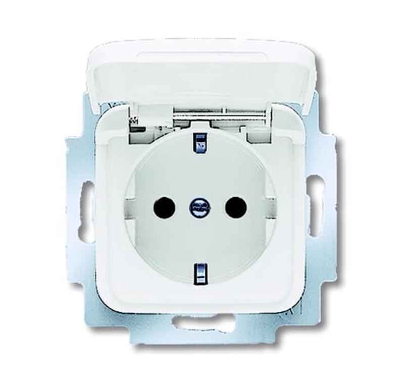 Розетка SCHUKO 16А 250В с защитными шторками, с крышкой, серия Reflex SI, цвет альпийский белый | 2CKA002013A5314 | ABB — ABB