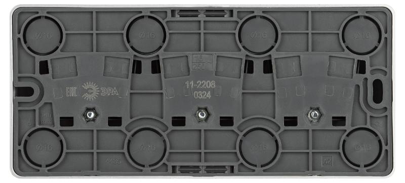 Розетка ЭРА Эксперт 11-2208-03 тройная с заземлением 3х2P+E Schuko IP20 16A-250В ОУ Алюминий | Б0063010 | ЭРА — миниатюра 4