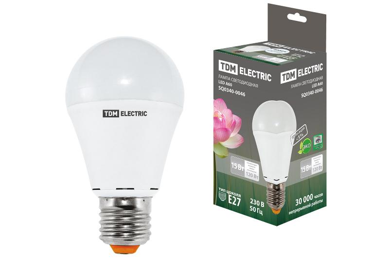 Лампа светодиодная А60 - 15 Вт-220 В -4000 К–E27 | SQ0340-0046 | TDM — TDM ELECTRIC
