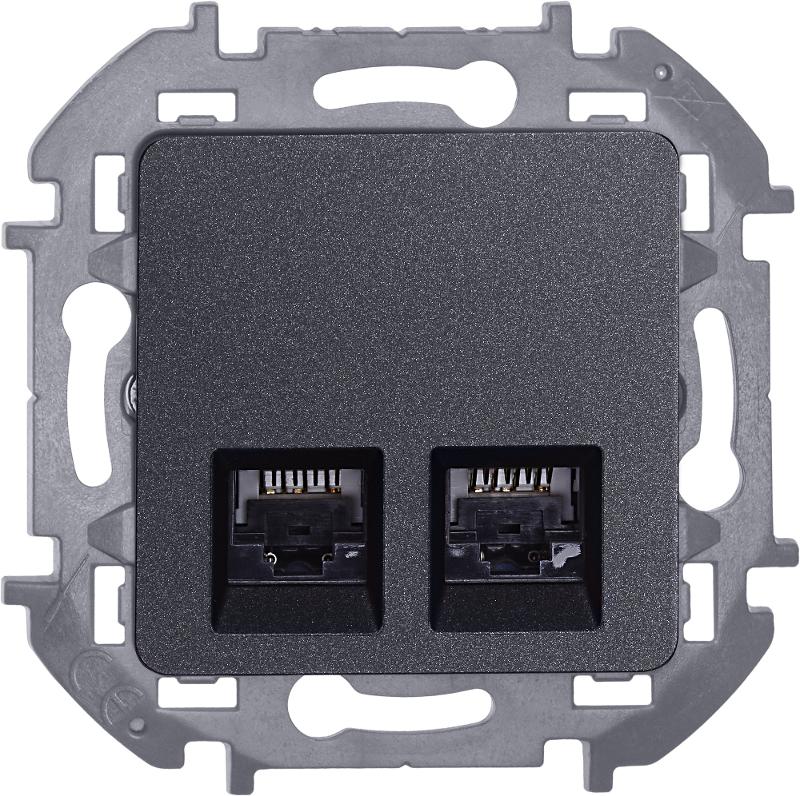 Inspiria Антрацит Розетка 2-ая компьютерная RJ45 С/У категория 6 UTP — миниатюра 10