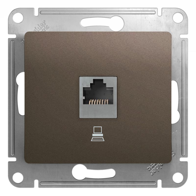 Glossa Шоколад Мех Розетка компьютерная RJ45 кат.5E | GSL000881K | SE — Systeme Electric