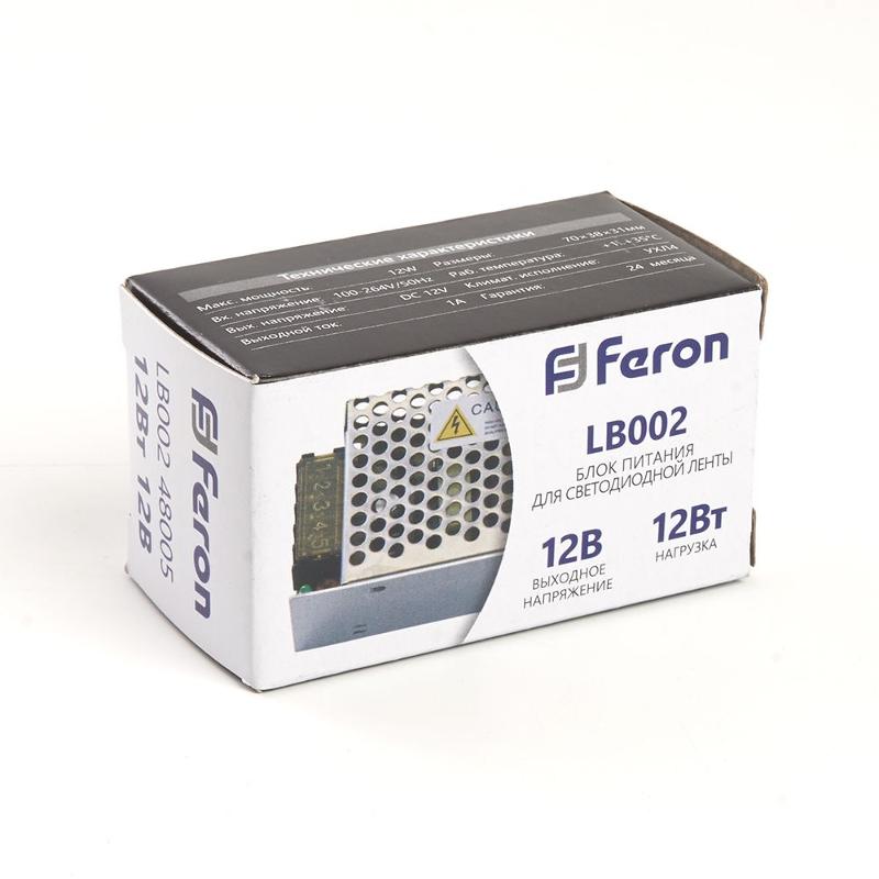 Трансформатор электронный для светодиодной ленты 12W 12V (драйвер), LB002 | 48005 | FERON — миниатюра 6