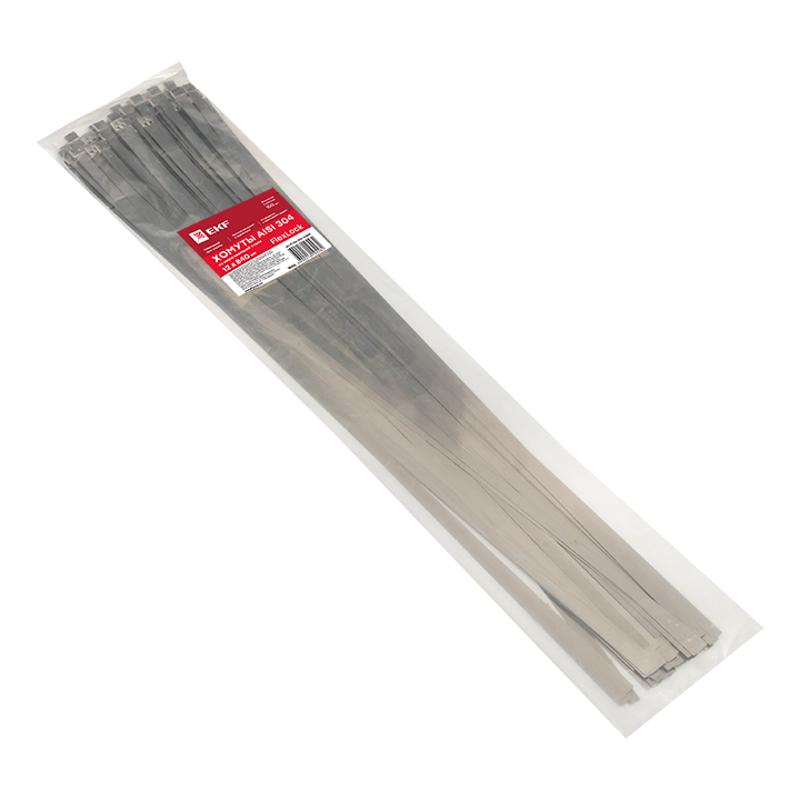Хомут AISI 304 из нержавеющей стали, 12x840 (100 шт.) FlexLock PROxima|plc-fl-tss-304-12x840|EKF — миниатюра 3
