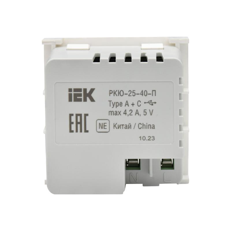 PRIMER РКЮ-25-40-П Розетка USB A+C 4,2А (2 мод.) бел. | PR-KK40D-RU-0-2-AC-K01 | IEK — миниатюра 4