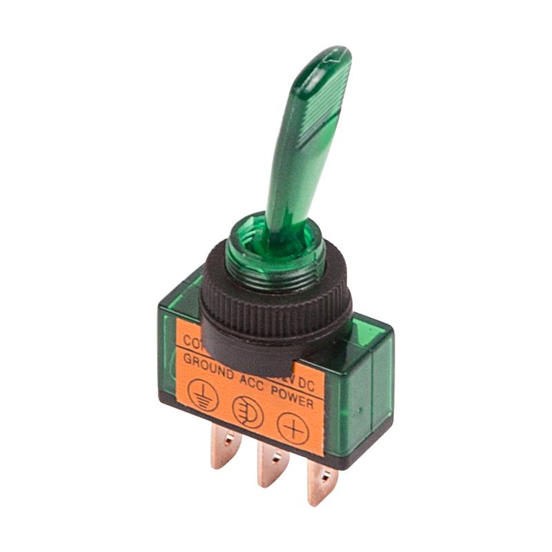 Тумблер 12V 20А (3c) ON-OFF однополюсный с зеленой подсветкой | 36-4373 | REXANT — REXANT