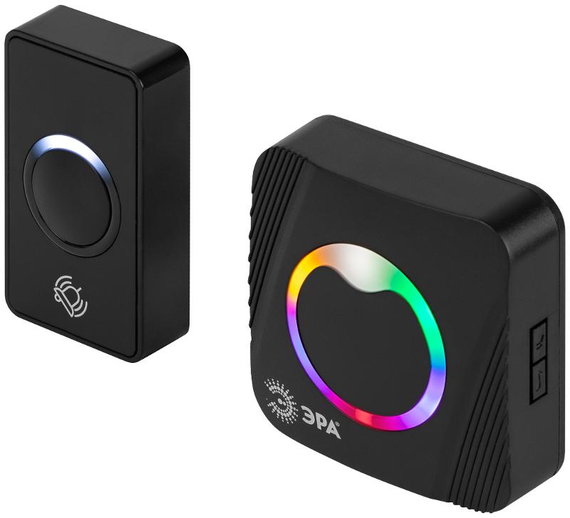 Звонок дверной ЭРА POLYCOLOR C100 беспроводной RGB подсветка чёрный 36 мелодий | Б0069996 | ЭРА — ЭРА (Энергия света)