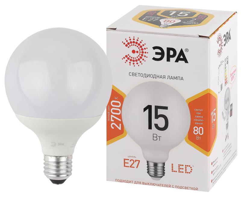Лампа светодиодная LED G95-15W-2700K-E27 (диод, шар декор, 15Вт, тепл, E27) (20/560) | Б0049077 | ЭРА — ЭРА (Энергия света)