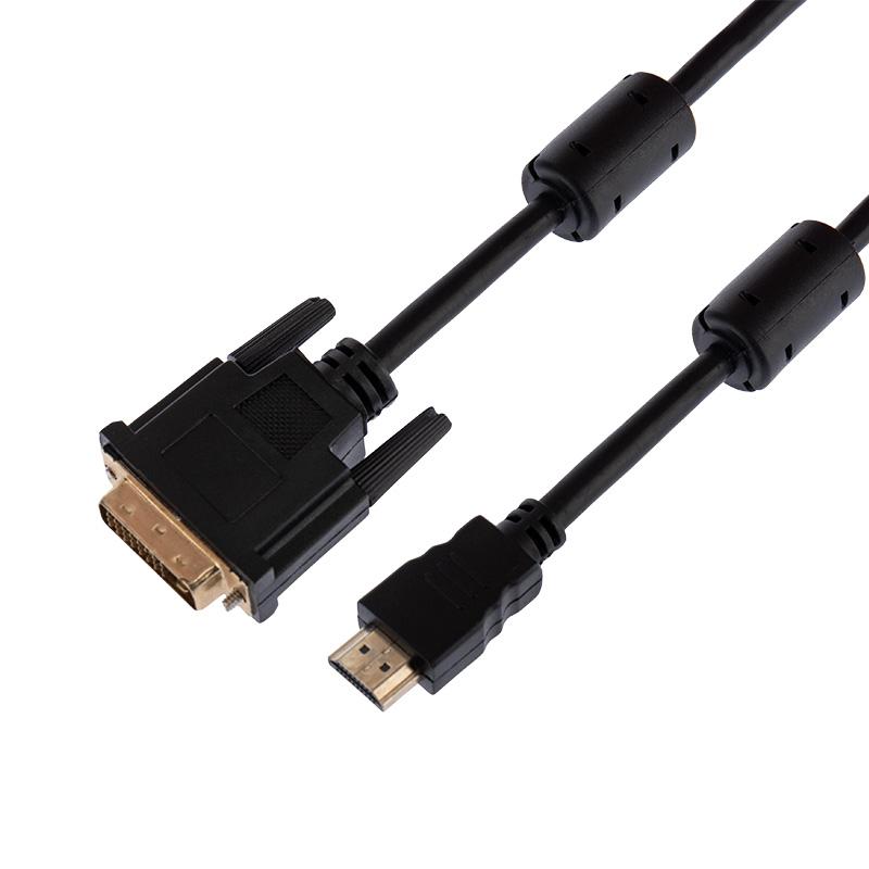 Шнур HDMI - DVI-D с фильтрами, длина 7 метров (GOLD) (PE пакет) | 17-6307 | REXANT — миниатюра 1