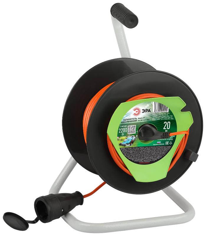 Удлинитель силовой  RP-1-2x1-20m на пластиковой катушке без заземления 1 розетка 20м ПВС 2х1мм2  | Б0059769 | ЭРА — ЭРА (Энергия света)