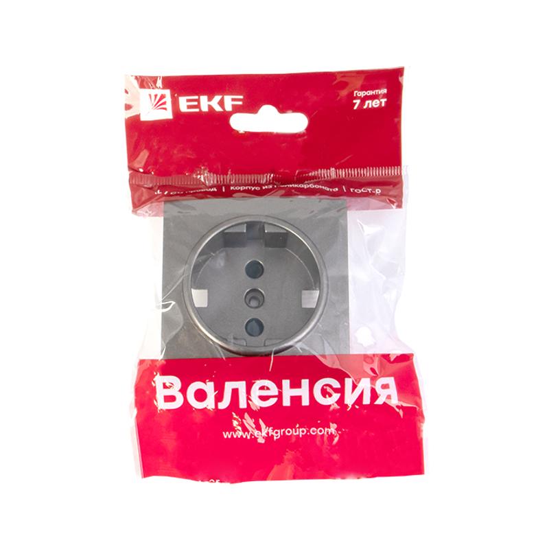 Валенсия лицевая панель розетки 1-местной с/з 16А графит с защ. штор. EKF PROxima |  ESR16-L-028-60 |  EKF — миниатюра 2