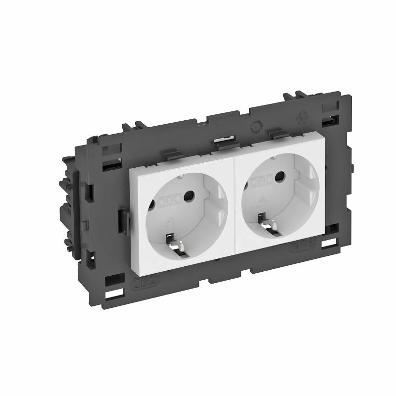 Розетка двойная 0° Modul45connect с з/к, 250 В, 16A (белый) (STD-D0C8 RW2) | 6120432 | OBO Bettermann — OBO Bettermann