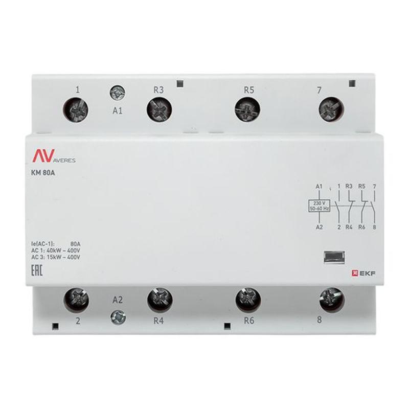Контактор модульный КМ 80А 2NO+2NC 230VAC (6 мод.) AVERES | km-av-6-80-22-230V | EKF — миниатюра 3