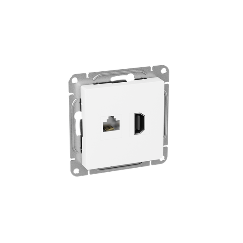 Механизм розетки HDMI+RJ45 (cat5), белый Эпика EKF | UP1-SOW-HDMI+RJ45 | EKF — миниатюра 2