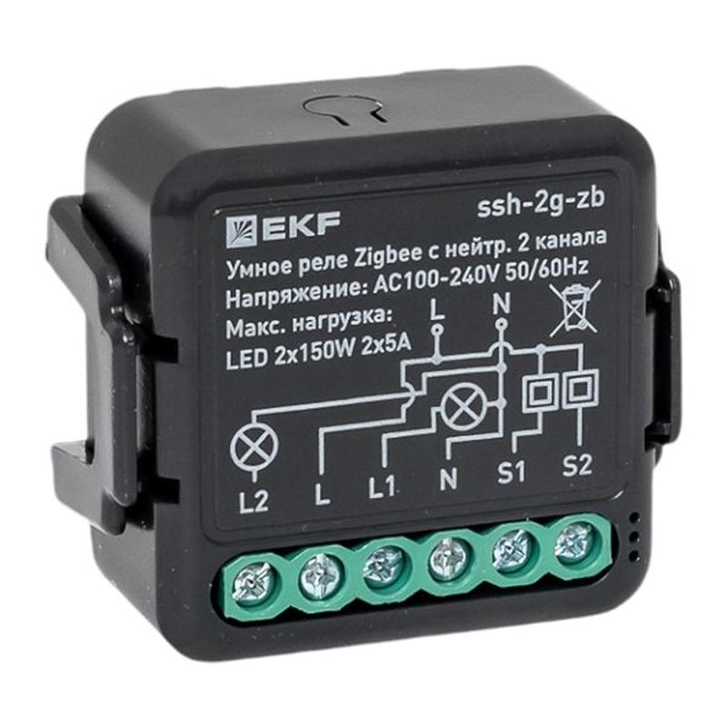 Умное реле в подрозетник 2-канальное с нейтралью Zigbee EKF Connect Select | ssh-2g-zb | EKF — EKF
