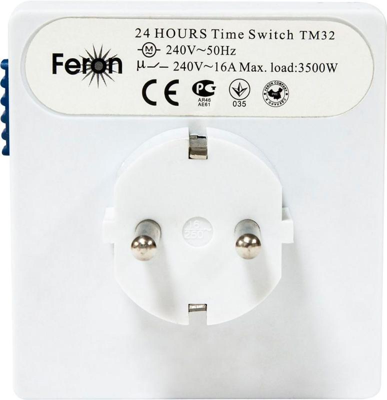 Розетка с таймером TM32/61923 суточная мощность 3500W/16A | 23203 | Feron — миниатюра 3