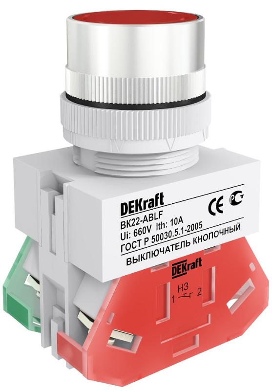 Выкл. кноп. ABLF 22 мм Цвет:КРАСНЫЙ 220В ВK-22  | 25014DEK | DEKraft — DEKraft