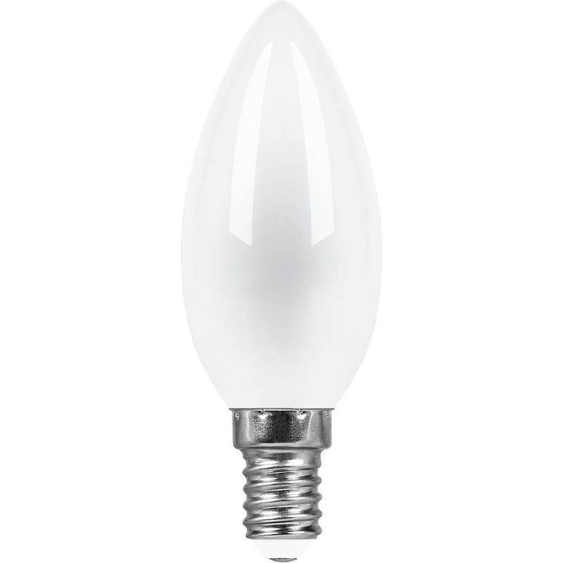Лампа светодиодная LB-73 (9W) 230V E14 4000K филамент С35 матовая | 25957 | FERON — миниатюра 1