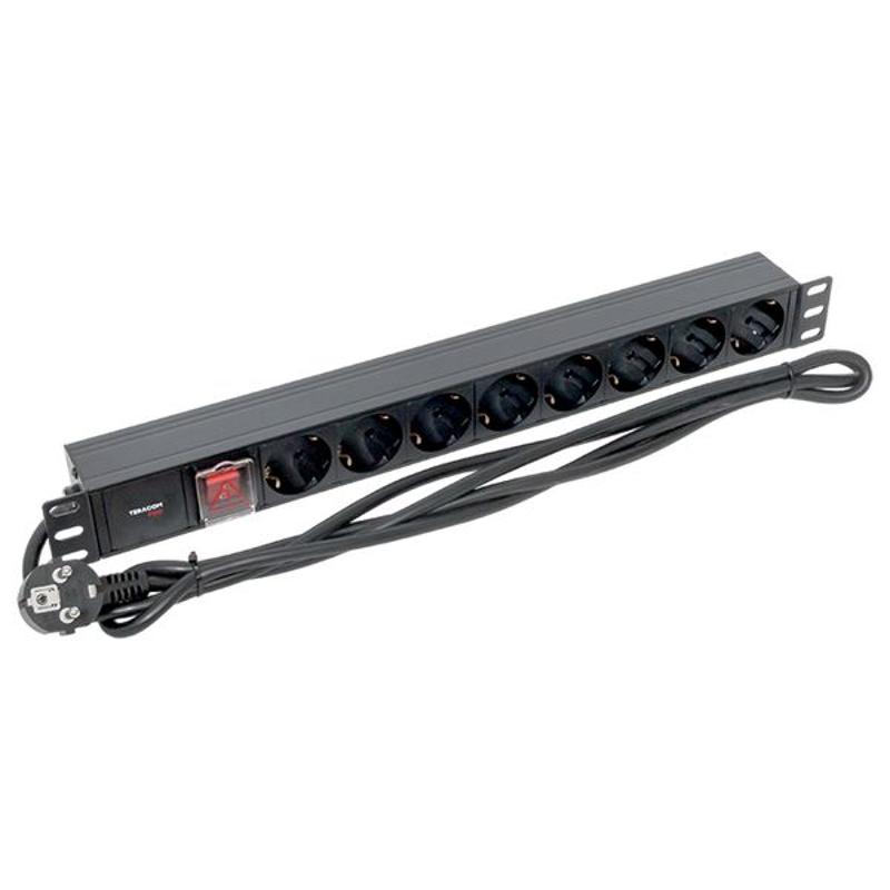 Блок розеток PDU TERACOM PRO 19" 1U 16А/250В 8 розеток Schuko 2 метра сечение 3x1,5 мм2 | TRP-HPD-LS-16A-8SH-2MSH | EKF — миниатюра 23