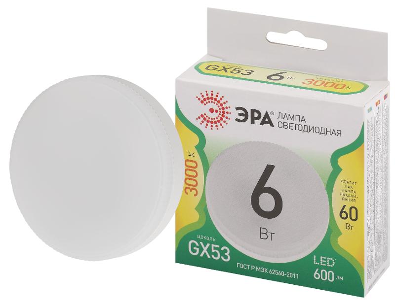 Лампа светодиодная  LED GX-6W-830-GX53 GL GX53 6 Вт таблетка теплый свет | Б0067024 | ЭРА — ЭРА (Энергия света)