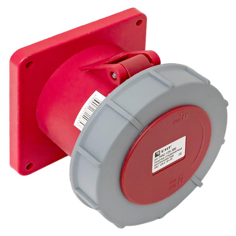 Розетка стационарная внутренняя 3442 3Р+РЕ 125А 380В IP67 EKF PROxima | ps-3442-125-380 | EKF — миниатюра 6