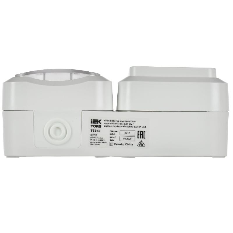 TORS Блок розетка + выключ. гор. 16А IP55 TS342 белый | TS-G10-6-55-V-K01 | IEK — миниатюра 3