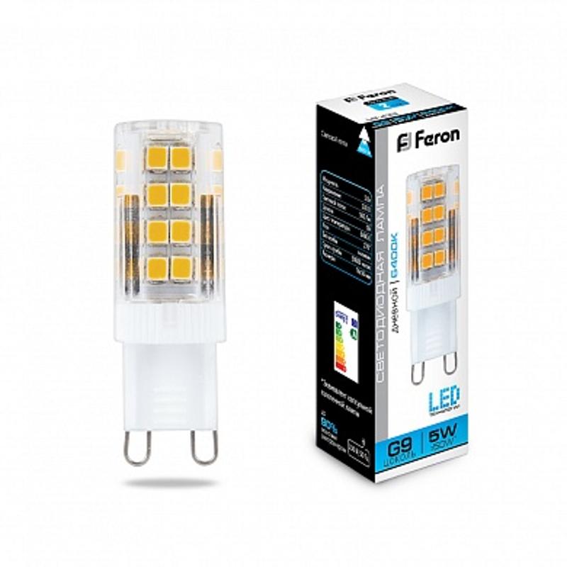 Лампа светодиодная LB-432 (5W) 230V G9 6400K 16x50mm | 25771 | FERON — миниатюра 1